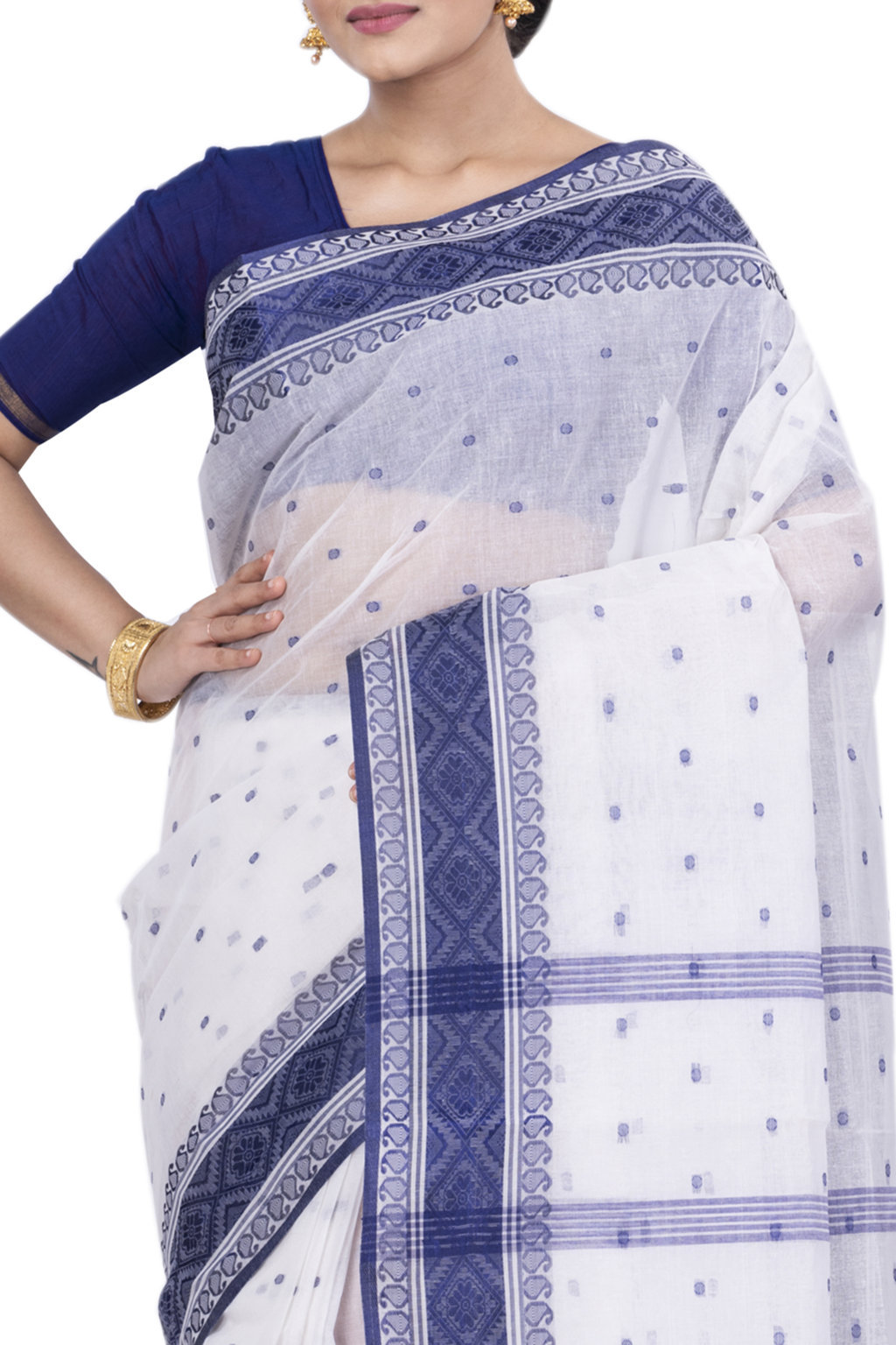 Blue Pure Cotton Boysko_Tant Tant Saree (846)